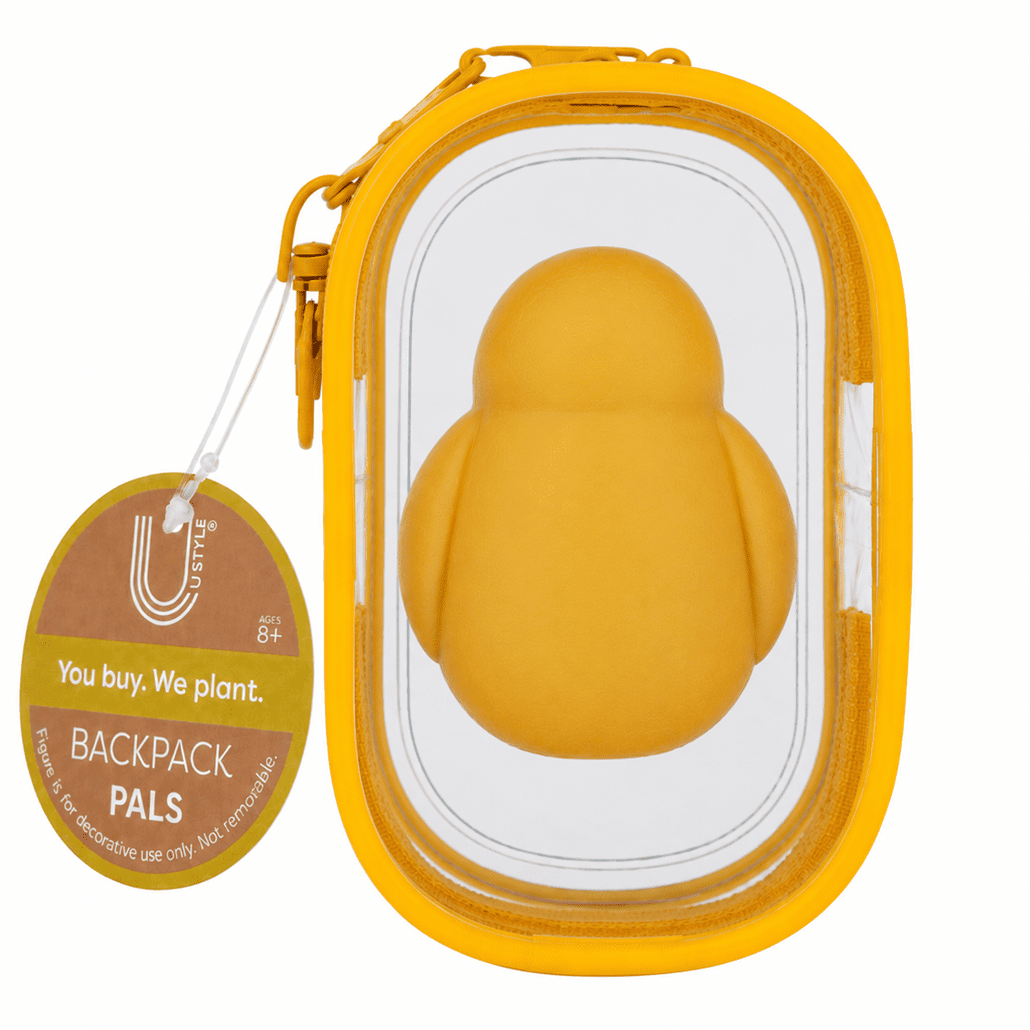U Style Flocked Figure Trinket Pouch Keychain, Yellow Chick, Yellow Case