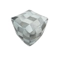 thumbnail image 4 of Ivory and Gray Genuine Leather Pouf | Comfortable Chair or Footrest | TRD126, 4 of 5