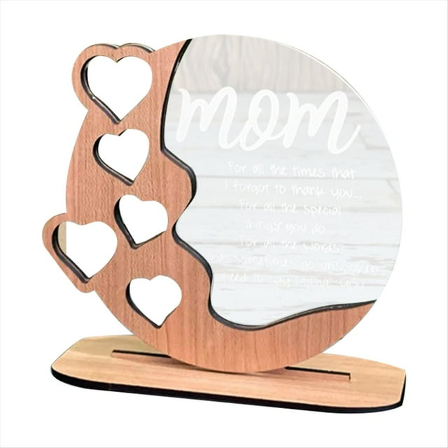 Mini Placa de Madera con Forma de Corazón para Madre, Regalos del Día de la Madre para Mamá en Su Cumpleaños, Decoración de Regalo Personalizada B