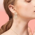 thumbnail image 2 of Metal Earstuds Earrings Daily Versatile Earrings For Women And Girls Pleated Metal Earrings Hold Hoops Trendy Earring Pack Jacket Earrings Light up Earrings Women Hoop Earring Rose Drop Earrings on, 2 of 4