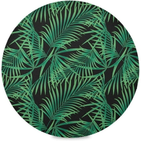 

Hyjoy Green Palm Leaves Round Placemats Set of 6 Non-Slip Heat Resistant Washable Table Mats for Kitchen Dining Table Decoration 15.4 Inch