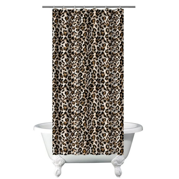 Tropical Animal Print Shower Curtain Waterproof Bathroom Drapes 36x72 inches Fade-Resistant Quick Dry Fabric with 12 Hooks Modern Leopard Design