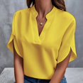 thumbnail image 2 of Women Blouses Bloused Tops Women Oversize Flannel Shirt Fitted Yoga Exercise T Shirts Loose Fit Long Sleeve Shirt Dress plus Size Work Shirts for 3x Tall Womens V Neck Blouse Ladies Yellow 2XL, 2 of 5