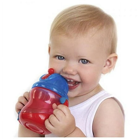 Nuby Two-Handle Flip N' Sip Straw Cup, 8 Ounce, Colors May Vary