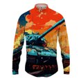 thumbnail image 3 of Camisa con estampado 3D de tanque para hombre y mujer, camisa informal de manga larga a la moda, ropa de calle con botones, ropa unisex de gran tamaño, 3 of 5