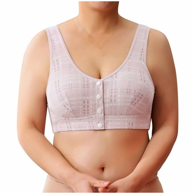 Timegard Wireless Bras for Women Plus Size Breathable Comfort Front Closure Button Bras with Support
