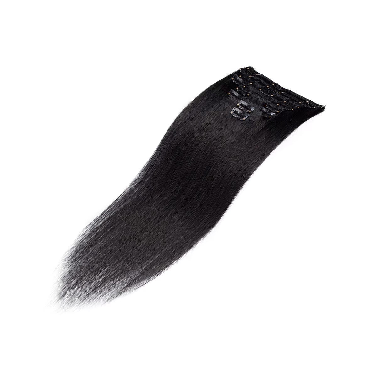 MY-LADY Clip in 100% Remy Human Hair Extensions 8Pcs Full Head Weft Highligh Hairpiece Long Straight #01 Jet Black 10inch