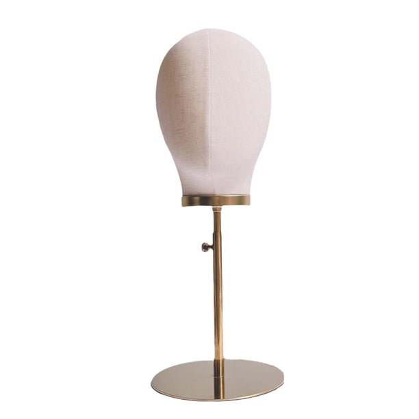 Soporte de exhibición de sombrero de cabeza de maniquí portátil, estable, multiusos, de 17,32 a 22,64 pulgadas de alto lino beige
