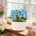 thumbnail image 5 of Artificial Silk Flower Bouquet with Vase | Low Maintenance Fake Floral Arrangement for Home Decor | Desktop, Bedroom, Wedding & Party Decoration | Reusable Centerpiece Set, 5 of 6
