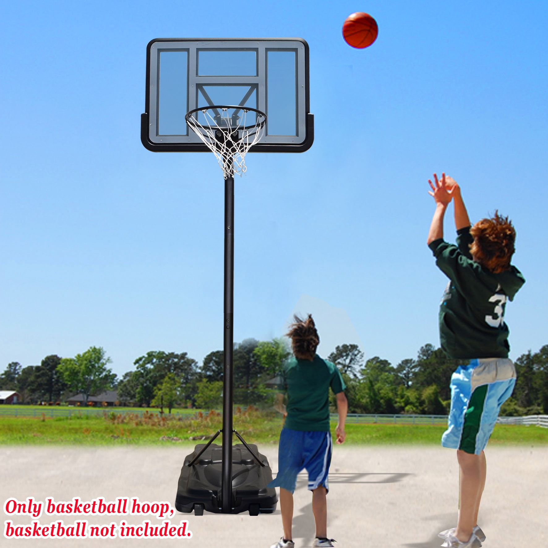 Sunny Portable Basketball Hoop & Goal Height Adjustable Basketball System Stand, with base & Wheels for Adult Youth Kids Indoor Outdoor Use