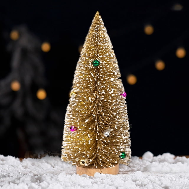 Mini árbol de Navidad para escritorio | Árbol artificial pequeño de 20 cm con nieve | Colores plateado, verde, dorado, azul, rosa y marrón | Decoración navideña para el hogar y la oficina