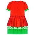 thumbnail image 6 of iEFiEL Girls Short Sleeve Tutu Dance Dress Figure Skating Stage Performance Christmas Elf Dress Green 8, 6 of 7