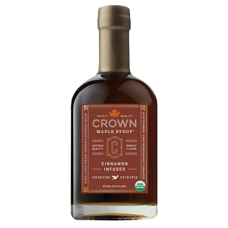 Crown Maple Cinnamon Infused Organic Maple Syrup, 375ml (12.7 fl oz); Gluten-Free, Non-GMO, Allergen Free