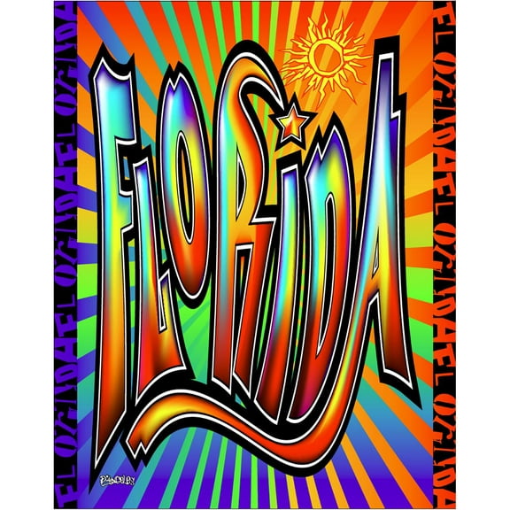 Island Gear Florida Graffiti 54x68 Cotton Velour Beach Blanket, Fl Graffiti, Size: One Size