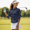 thumbnail image 5 of HUIACONG Music Lights Navy Tennis Tops, Quarter Zip Fashionable Women's Golf Polo Shirts Versatile Ladies Golf Top 3/4 Sleeve, 5 of 10