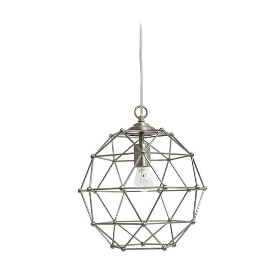 1 Light Hexagon Industrial Rustic Pendant Light, Brushed Nickel