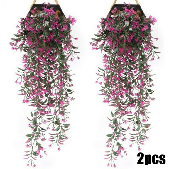 Viworld 2pcs Artificial Fake Hanging Flower Vine Plant Wall Garden Decor In/Outdoor