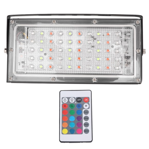 Luz de inundación RGB IP66 impermeable alto brillo AC 220V 50W reflector colorido para exteriores con control remoto