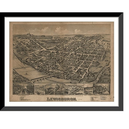 Historic Framed Print, PA Lewisburg 1884 MAP, 17-7/8" x 21-7/8"