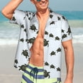 thumbnail image 4 of Uemuo Sea Turtle Printed Regular Fit Short Sleeve Casual Hawaiian Shirt for Men,Aloha shirt,Tropical shirt,Floral print shirt,Vacation Beach shirt-3X-Large, 4 of 9