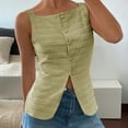thumbnail image 4 of VIWORLD Women's Minimalist Button-Up Tank Square Neck Sleeveless Vest Chic Going Out Top for Casual Wear Green，S, 4 of 6