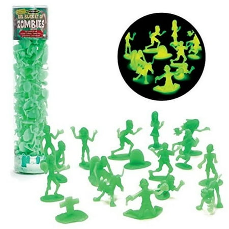 - Zombie Action Figures - Big Bucket of 100 Glow in the Dark Zombies - Includes Zombies, Zombie Pets, Gravestones, and Humans!