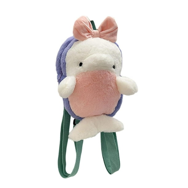 Mochila de peluche con estilo para mujeres y niñas, suave y cómoda. Delfín