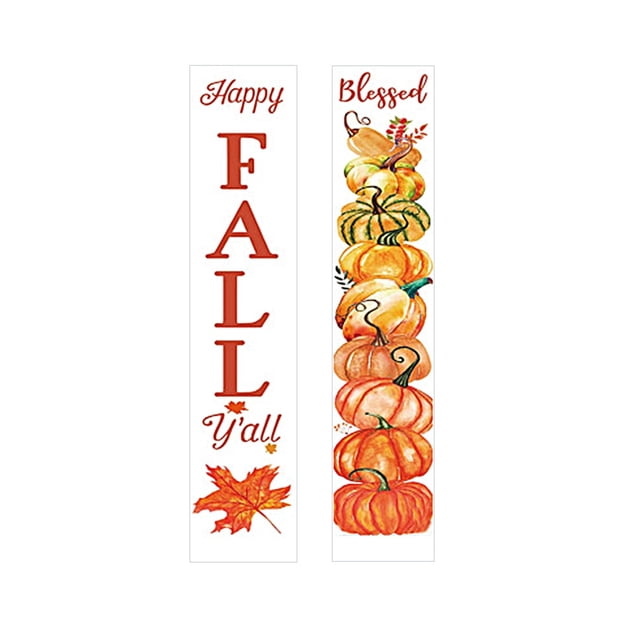 Fall Decorative Banners Thanksgiving Party Decorations Autumn Door Sign Pumpkin Maple Leaf Welcome Porch Sign for Fall Party Garden Yard