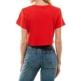 thumbnail image 5 of Women's Boxy Crop Top Round Neck Short Sleeve Casual 100% Cotton Cropped Tee T-Shirt (Large, Red), 5 of 7