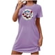 thumbnail image 2 of Camisón corto navideño para mujer, talla grande, cuello redondo, manga corta, estampado en el pecho, vestido de noche para mujer, 2 of 3