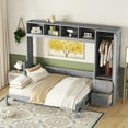 thumbnail image 4 of New Queen Size Murphy Bed Wall Bed with Closet and Drawers,Gray, 4 of 10