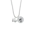 thumbnail image 2 of Delight Jewelry Silvertone Small White Megaphone Silvertone Script Initial Disc - F - Charm Necklace, 20"+3", 2 of 4