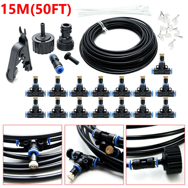 20-50FT Outdoor Misting Cooling System Garden Irrigation Water Mister Nozzles US