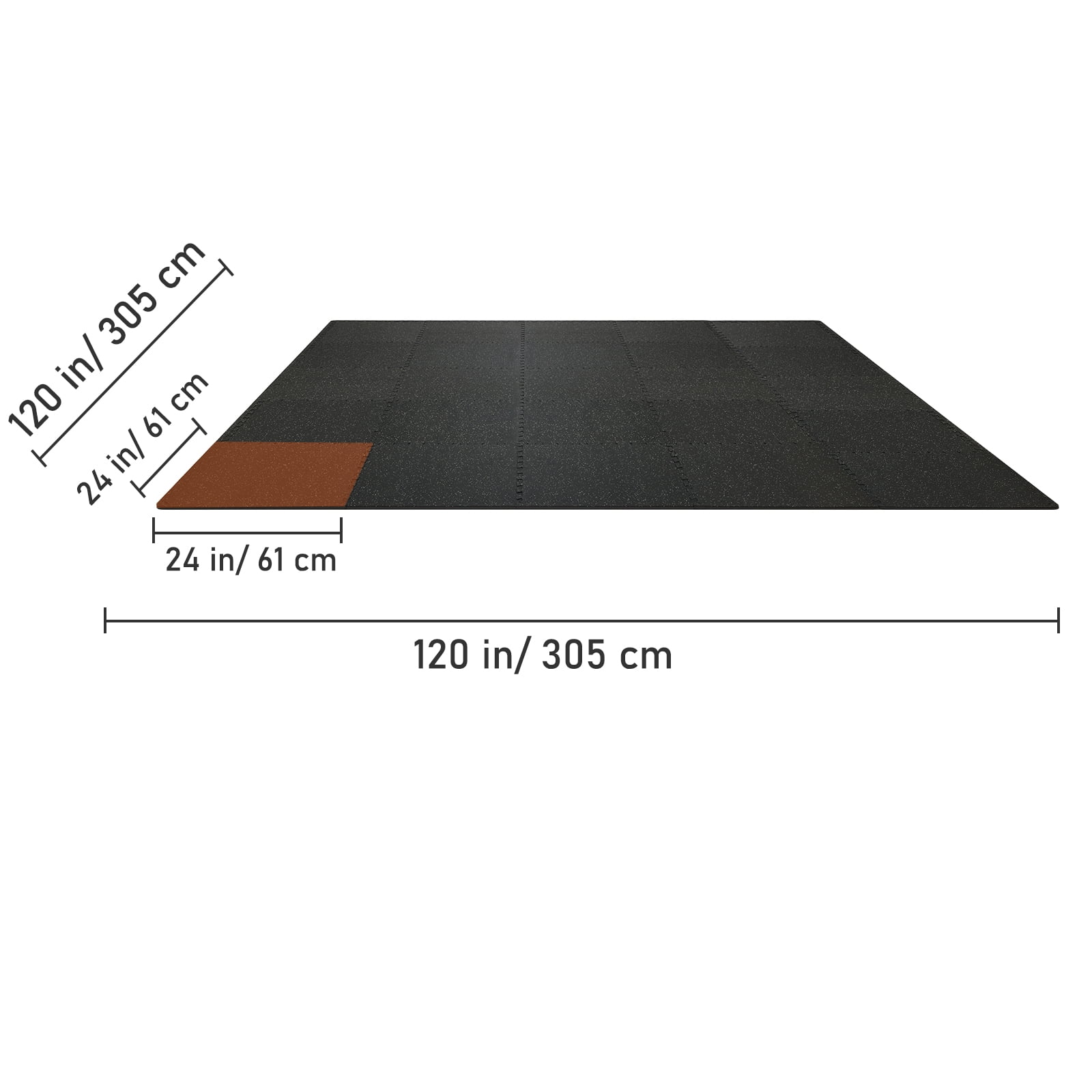 KFFKFF 25 Pieces 1/2 Inch Thick Gym Floor Mats, 24" x 24" EVA Foam and Rubber Surface Interlocking Gym Floor Mats, Covers 100 Square Feet, Home and Garage, Waterproof Puzzle Flooring for Gym