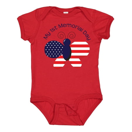 

Inktastic My 1st Memorial Day Butterfly Gift Baby Girl Bodysuit
