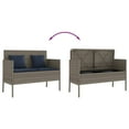 thumbnail image 5 of vidaXL Garden Bench with Cushions Grey Poly Rattan, 5 of 5