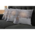 thumbnail image 2 of Ambesonne Winter Throw Pillow Cover 4 Pack, City Park Sunset Forest, 16", Umber White Orange, 2 of 6