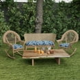 thumbnail image 3 of Jordan Manufacturing 44" x 18" Halsey Navy Floral Rectangular Tufted Contoured Outdoor Wicker Settee Bench Cushion, 3 of 15