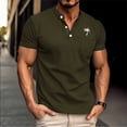 thumbnail image 1 of Tops para hombre, blusas y camisas de manga corta con cuello redondo para hombre, blusas casuales con estampado de botones, manga corta, cuello vuelto, blusas de poliéster para hombre, 1 of 6