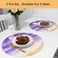 thumbnail image 5 of Purple Beach Coastal Round 13 Inch Placemats Set of 2, Summer Nautical Seaside Ocean Ombre HeatResistant Non Slip Place Mats for Dining Table, Wipeable Braided Kitchen Table Mats for Housewarming, 5 of 9