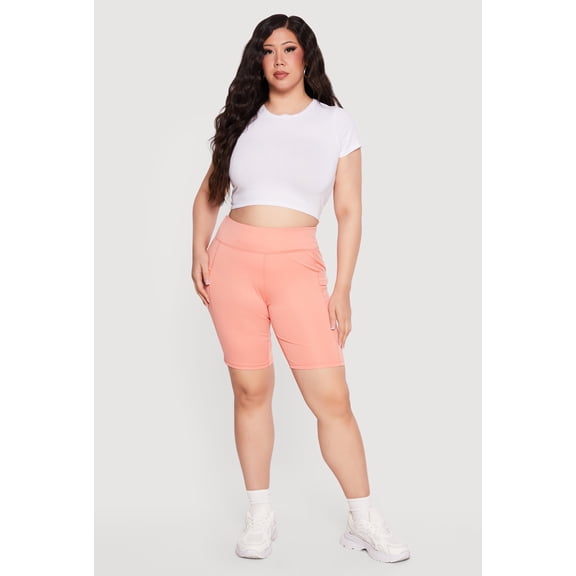 Women's Plus Size Cell Phone Pocket Biker Shorts