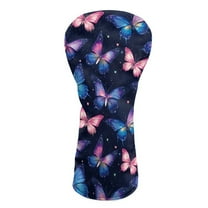 Yuyamidu Colorful Butterfly Golf Club Head Covers for Drivers, Fairway Woods, and Hybrids, Waterproof Leather Head Covers Women Golf Headcover with Soft Lining