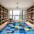 thumbnail image 2 of ODIKA 5'x7' Machine Washable Non-Slip Area Rug, Geometric Blue High Traffic Rug, Blue, 1047603, 2 of 7