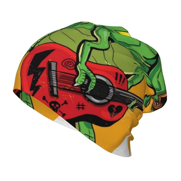 Rateoe Cool Dinosaur Playing Guitar Kids Beanie Warm Knit Beanie Hats Boys Girls Winter Hat Soft Slouchy Hats for Kids