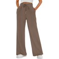 thumbnail image 4 of Women's High Waist Wide Leg Sweatpants Loose Fit Casual Soft Lounge Trousers by Yigetop Coffee M, 4 of 5