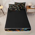 thumbnail image 4 of Erosebridal Bohemian Exotic Dragonfly Zipper Twin Comforter Sets with Fitted Sheet and 2 Pillowcases,Colorful Boho Exotic Style Zipper Bedding Set For Girls,Black Reversible,4-Piece, 4 of 7
