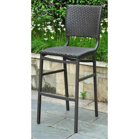 Wicker Resin/Aluminum Patio Bar Stool - Set of 2