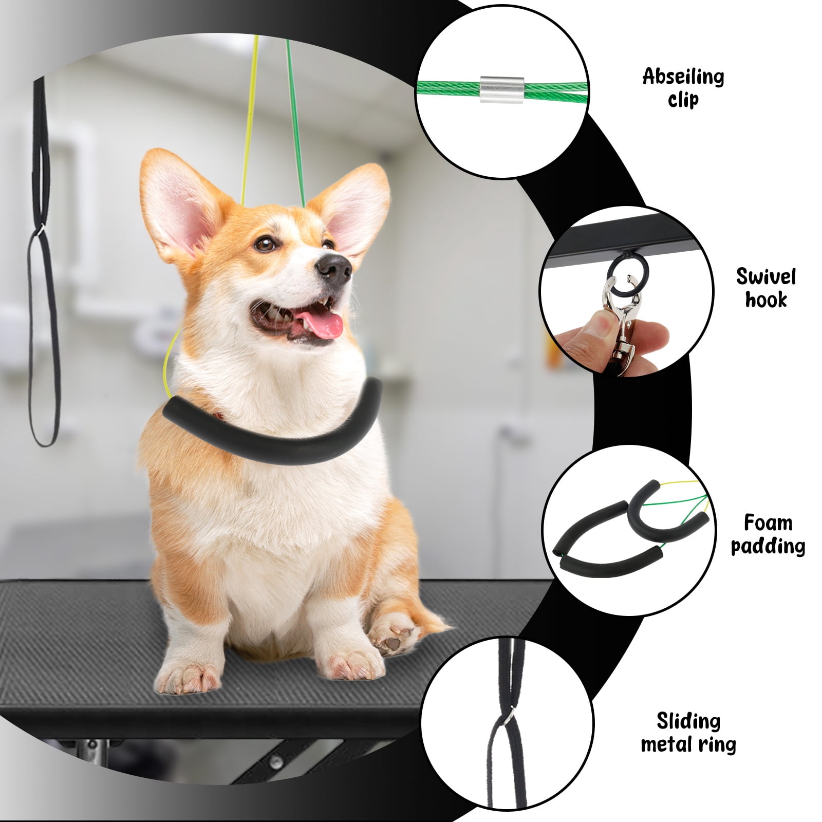 Wekvgz Dog Grooming Table Arm with Clamp Adjustable Iron Pet Grooming Arm Space Saving Dog Grooming Harness Stand for Trimming Drying Nail Clipping Haircut (Table Not Included)