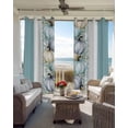 thumbnail image 3 of Turquoise Thanksgiving Black Out Curtains 84 Inch Long for Living Room, Fall Pumpkin Eucalyptus Leaves Blackout Curtain Shade Thermal Insulated Window Curtains Grommet Drapes 42"x84" 2 Panels, 3 of 8