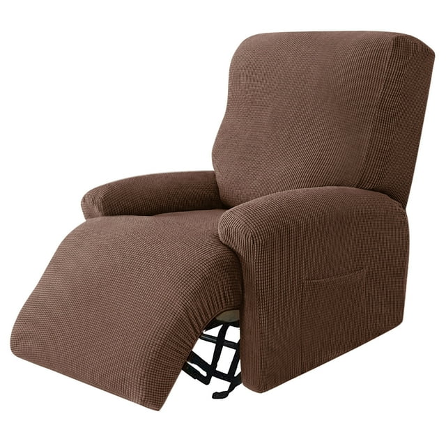 Dvruxg Housse Extensible pour Fauteuil Inclinable, Housses de Canapé 4 Pcs Épaisses pour Siège Simple, Housse de Fauteuil Inclinable en Jacquard Doux (Café)